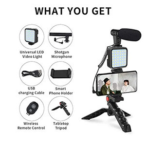 AY-49 Camera Video Recording Vlogging Kit For Video Making Microphone LED Fill Light